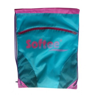 GYMSACK SOFTEE CON RED Y BOLSILLO COLOR TURQUESA/FUCSIA/VIOLETA TALLA UNICA