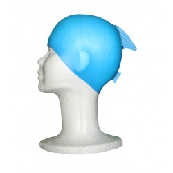 GORRO NATACIÓN SILICONA CON ALETA AZUL