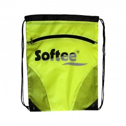 GYMSACK SOFTEE CON RED Y BOLSILLO COLOR AMARILLO FLUOR/NEGRO TALLA UNICA