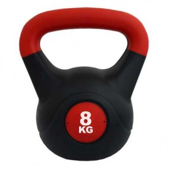 KETTLEBELL PVC COLOR ROJO/NEGRO TALLA 8 KG