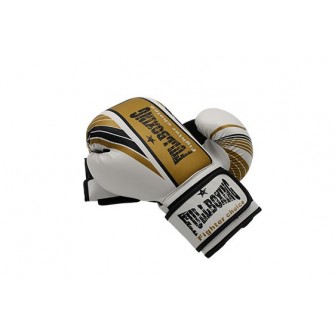 PAR DE GUANTES BOXEO FULLBOXING VENDAVAL - 12OZ, BLANCO/NEGRO/ORO